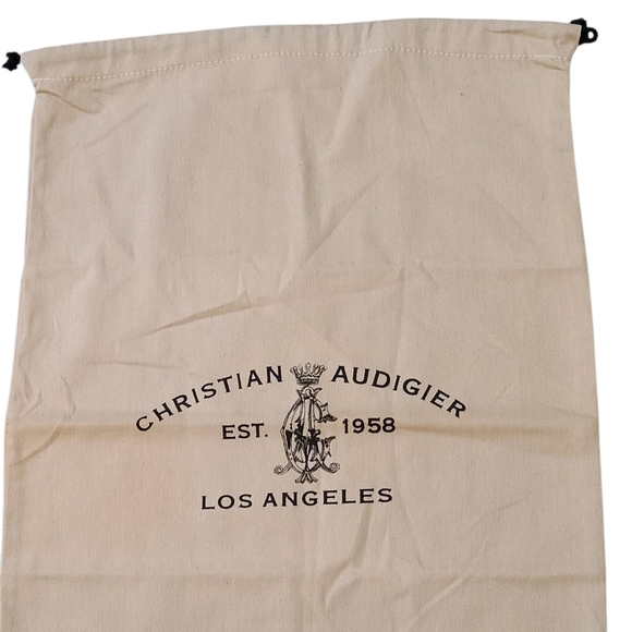 CHRISTIAN AUDIGIER LOS ANGELES Est. 1958 Tan Logo Drawstring Dust Bag 18 x 12.5" - Picture 5 of 12